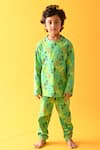 Buy_Anthrilo_Green 100% Cotton Printed Gamer T-shirt And Pyjama Set _at_Aza_Fashions