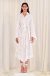 Buy_AK-OK_White Cotton Embroidery Collared Floral Applique Shirt Dress _at_Aza_Fashions