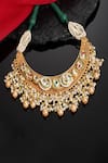 Buy_Dugran By Dugristyle_Green Kundan Pearl Drop Embellished Choker _at_Aza_Fashions