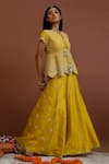 Buy Neha Poddar Yellow Jacket Organza Embroidery Dori Round Chevron And Sharara Set at Aza Fashions Buy_Neha Poddar_Yellow Jacket Organza Embroidery Dori Round Chevron And Sharara Set _at_Aza_Fashions