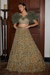 Buy Nadine Dhody Green Tulle Pearls, Sequins Sweetheart Rosette Embroidered Lehenga With Blouse at Aza Fashions Buy_Nadine Dhody_Green Tulle Pearls, Sequins Sweetheart Rosette Embroidered Lehenga With Blouse _at_Aza_Fashions