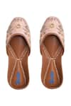 Buy_Imlee Jaipur_Peach Embellished Floral Juttis _at_Aza_Fashions