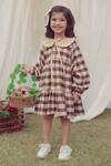 Buy_Bagichi_Beige Cotton Flannel Check Bunny Lea Dress  _at_Aza_Fashions