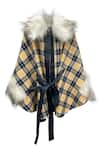 Buy_Jasmine And Alaia_Blue Plaid Checkered Alaia Cape  _at_Aza_Fashions