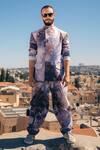 Buy_Sahil Kochhar_Blue Raw Silk Print Jungle Prakrit Jacket  _at_Aza_Fashions