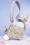 Buy_The Leather Garden_Grey Floral Pattern Heather Jacquard Shoulder Bag _at_Aza_Fashions
