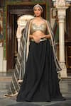 Buy_Neha Khullar_Black Chanderi Silk Hand Embroidered Sequin And Coin Work Blouse Lehenga Set _at_Aza_Fashions