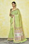 Buy_Nazaakat by Samara Singh_Multi Color Pure Maheshwari Silk Ditsy Hand Block Print Saree_at_Aza_Fashions