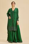 Buy Nitika Gujral Green Georgette Embroidery Tonal Bead V Neck Applique Kurta Sharara Set at Aza Fashions Buy_Nitika Gujral_Green Georgette Embroidery Tonal Bead V Neck Applique Kurta Sharara Set _at_Aza_Fashions