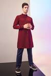 Buy_Kora By Nilesh Mitesh_Maroon Silk Solid Kurta And Pant Set _at_Aza_Fashions