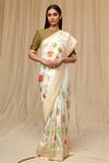 Buy_Masaba_Ivory Silk Popsicle Jacquard Saree_at_Aza_Fashions