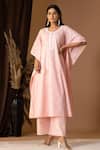 Buy Abbaran Pink Cotton Round Neck Floret Print Kaftan And Palazzo Set at Aza Fashions Buy_Abbaran_Pink Cotton Round Neck Floret Print Kaftan And Palazzo Set _at_Aza_Fashions