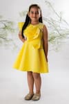 Buy_Lil Angels_Yellow Scuba Embroidered Sequins Dress With Butterflies _at_Aza_Fashions