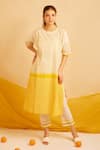 Buy_Banana Labs_White Cotton Round Neck Tangy Mango Printed Kurta And Pant Set _at_Aza_Fashions