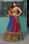 Buy_Irrau By Samir Mantri_Multi Color Georgette, Net Sequins, Cut Work, Mughal Print Panelled Lehenga Set _at_Aza_Fashions