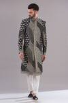 Buy_Kasbah_Black Velvet, Cotton Embroidery Sherwani Set _at_Aza_Fashions