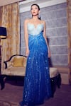 Buy_Bhawna Rao_Blue Italian Tulle Sequin Embroidered Shaded Gown_at_Aza_Fashions