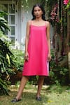 Buy_Vanaras_Pink Organic Cotton V Neck Nila Reversible Slip Dress  _at_Aza_Fashions