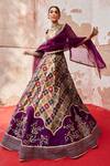 Buy_Aditi Gupta_Purple Banarasi Woven Quatrefoil Pattern Chanderi Bridal Lehenga Set _at_Aza_Fashions