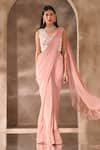 Buy_Seema Thukral_Pink Georgette Embroidery Anchor Threads Pre-stitched Saree With Blouse For Kids_at_Aza_Fashions