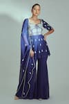 Buy_Suruchi Parakh_Blue Georgette, Tussar Silk, Lining Embroidered Peplum Kurta Sharara Set _at_Aza_Fashions