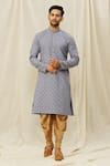 Buy_Aryavir Malhotra_Grey Handloom Cotton Printed Digital Kurta _at_Aza_Fashions