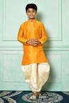 Buy_Arihant Rai Sinha_Yellow Dupion Art Silk Straight Full Sleeve Kurta And Dhoti Pant Set _at_Aza_Fashions