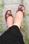Buy_Cilwana Studio_Maroon Dabka Floral Embroidered Juttis _at_Aza_Fashions