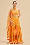 Buy_Nitika Gujral_Orange Blouse And Gharara Georgette Embroidery Sequin Halter Neck Set _at_Aza_Fashions