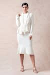 Buy_Thetaa_White Cotton Solid Cover-up Shawl Collar Bodycon Dress With _at_Aza_Fashions