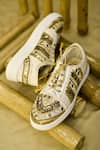 Buy_AROUND ALWAYS_Gold Embroidered Mirage Mirror Sneakers _at_Aza_Fashions