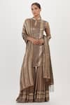 Buy_Nakul Sen_Grey Chiffon Embroidered Sequin Mandarin Collar Kurta Sharara Set  _at_Aza_Fashions