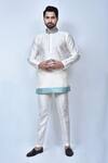 Buy_Arihant Rai Sinha_Cream Art Silk Embroidery Thread Short Placement Kurta Set _at_Aza_Fashions