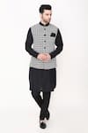 Buy_Manish Nagdeo_Black Silk, Cotton Embroidery Bundi Jacket And Kurta Set _at_Aza_Fashions