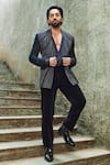 Buy_Rohit Gandhi + Rahul Khanna_Black Linen Multi Panel Jacket _at_Aza_Fashions