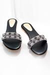 Buy_Foot Fuel_Black Willa Rhinestone Embellished Strappy Flats _at_Aza_Fashions