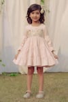 Buy_Bagichi_Pink 100% Cotton Corduroy Embroidery Bunny Eloise And Garden Dress  _at_Aza_Fashions