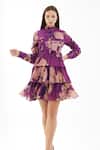 Buy_Koai_Purple Chiffon Floral Round Short Layered Dress_at_Aza_Fashions