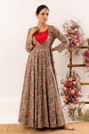 Buy_Rivaaj Clothing_Multi Color Botanic Print Angrakha With Inner _at_Aza_Fashions