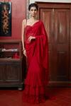 Buy_Arpita Mehta_Red Georgette Embroidery Cutdana And Mirror Pre-draped Saree With Strappy Blouse _at_Aza_Fashions