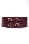 Buy_Trov_Maroon Penny Buckle Belt _at_Aza_Fashions
