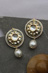Buy_Do Taara_Blue Pearls, Metallic Thread Meenakari Kundan Earrings _at_Aza_Fashions