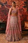 Buy_Moledro_Purple Lehenga Zari Brocade Alora Embroidered Bridal Set With Applique Blouse _at_Aza_Fashions