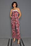 Buy Redefine Peach Mashru Silk Straight Arch Print Tube Jumpsuit at Aza Fashions Buy_Redefine_Peach Mashru Silk Straight Arch Print Tube Jumpsuit_at_Aza_Fashions