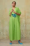 Buy_Style Junkiie_Green Crepe Embroidered Sequins Lapel Collar Jumpsuit  _at_Aza_Fashions