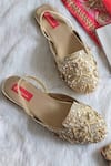 Shop_ESSEMM_Gold Embroidered Jenny Floral Mules _at_Aza_Fashions