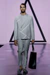 Buy_Tisa - Men_Grey Terry Rayon Notched Lapel Collar Bandhgala Jacket And Pant Set _at_Aza_Fashions