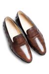 Buy_Dmodot_Brown Leather Motivo Chocro Loafers_at_Aza_Fashions