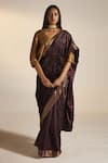 Buy_Shorshe Clothing_Purple Silk Velvet Woven Floral Bordered Saree _at_Aza_Fashions