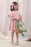 Buy_Bagichi_Pink Cotton Flannel Embroidered Deer Madelyn Dress _at_Aza_Fashions